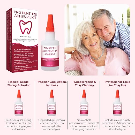Dental Lab Instant Bonding Dental Glue for Dentures & Lab Tools - Fast-Setting in 15-60 Sec | Crack Repair & Gap Filling | Long-Lasting Hold (Days to Weeks) – 1oz
