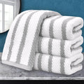 VOOVA & MOVAS Bathroom Hand Towels 4PC, 100% Cotton, 18x28 in, Gray White | Quick Dry, Thick, Soft, Absorbency, Dorm Room Essentials, Ideal For Shower, Gym, Daily Use