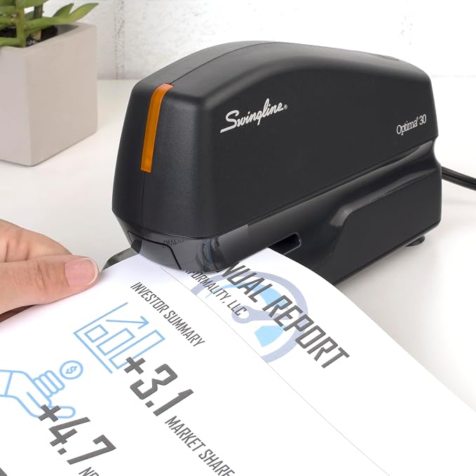 Swingline Electric Stapler, 30 Sheet Capacity, Optima 30, Black (42150) (Pack of 3)