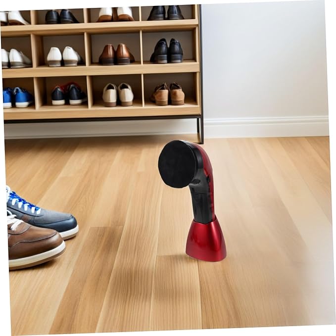 Electric Shoe Polisher Kit 710 Red Dual Power with Replaceable Brush Heads | Fiber Sponge Plastic Build, Deep Cleansing for Canvas Shoes and Boots, Travel Office Use