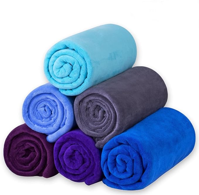 JML Microfiber Bath Towels, 4 Pack, 30" x 60", Aquamarine | Oversized, Ultra Soft, Super Absorbent, Fast Drying, Perfect for Bathroom, Shower, Sauna, Yoga, Gym