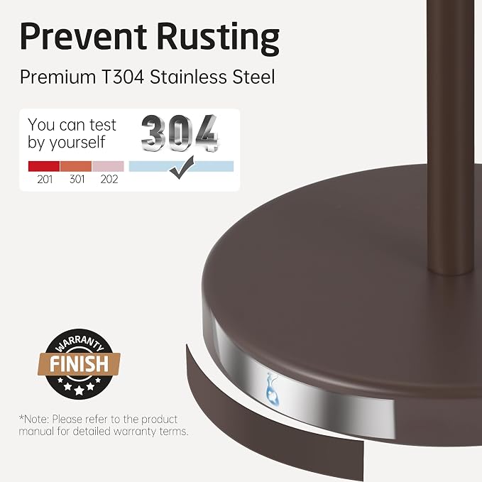 KES Bronze Toilet Paper Holder Stand 26" H, Toilet Roll Holder Free Standing with Heavy Weighted Base, 18/8 Stainless Steel, BPH283S66-BB