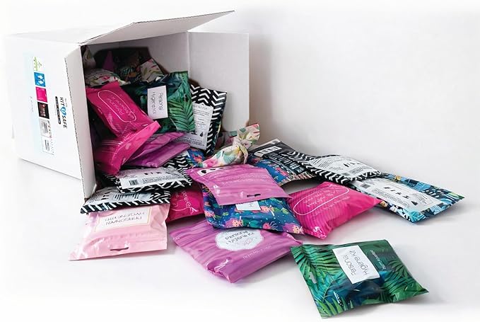 Bulk Period Kits (Assorted Colors) – Prefilled Menstrual Hygiene Kits with Tampon, Pad & Feminine Wipes | Individually Wrapped for Schools, Shelters & Outreach Programs (1000)