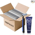 Shaving Razor Set, Disposable Individually Wrapped Manual Twin Blade Razors in Bulk Smooth Shaving Razors with Mini Shaving Cream Toiletries for Hotel Charity Camping Travel Homeless 1oz (Pack of 100)
