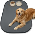 SMILOOL Waterproof Silicone Pet Food Mat with Raised Edge for Dog & Cat | 36" x 24" Non-Slip Large Pet Feeding Mats with Lip for Food & Water Bowl, Food Grade, Easy Cleaning, Dark Gray
