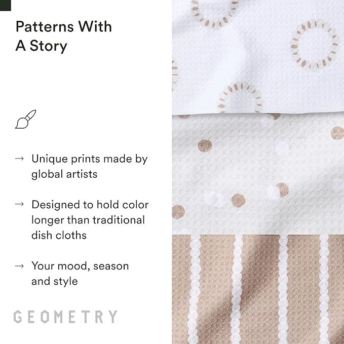 GEOMETRY Dishcloth – Evergreen Collection – Quick-Dry, Ultra-Absorbent, Reusable Microfiber Kitchen Towels for Drying & Cleaning - Pebble Play - 3-Pieces