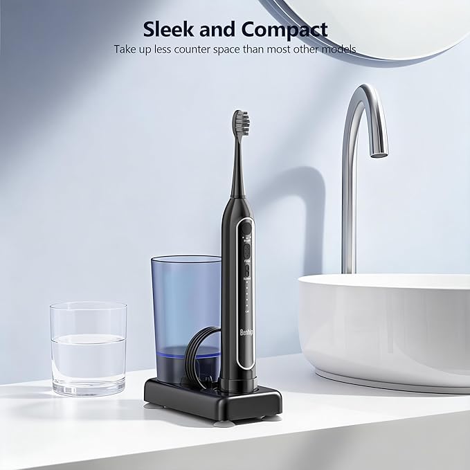 Electric Toothbrush with Water Flosser Combo, 2-in-1 Flosses and Sonic Toothbrush, Flossing Toothbrush for Adults, Cordless Water Flosser for Home and Travel, Portable Travel Case Included