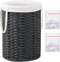 SETVSON Laundry Hamper Laundry Basket Round 19.0 Gal (72 L) Handwoven Rattan Hamper, Large Wicker Laundry Hamper with Removable Laundry Bag Handles 2 Mesh Bags for Bathroom Living Room Black (No Lid)