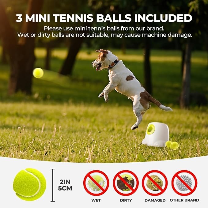 ALL FOR PAWS Automatic Dog Ball Launcher, Interactive Fetch Toy for Small to Medium Dogs, Pet Thrower Machine for Indoor & Outdoor Play, 3 Pcs 2-Inch Balls Included
