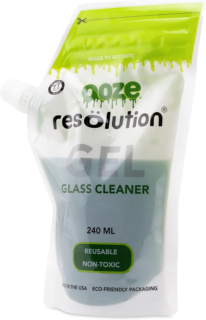 RESÖLUTION Ooze Resolution Gel Glass Cleaner (2 Pack 240ml Each) - Liquid Cleaning Solution Natural Clay-Based Non-Toxic Formula Glass and Metal Cleaner - Reusable - Non Abrasive Grunge Off