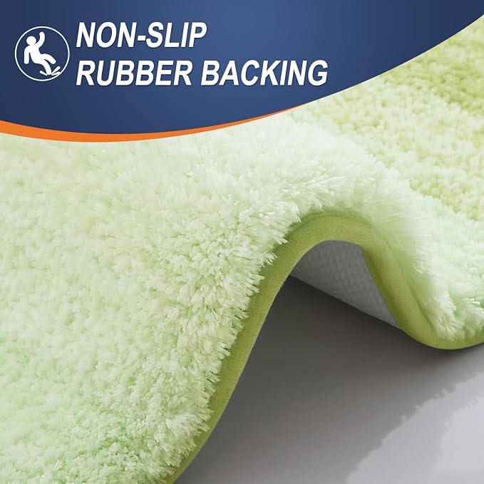 OLANLY Small Bathroom Rugs Mat 24x16, Extra Soft Absorbent Microfiber Bath Rugs, Rubber Backing, Quick Dry, Washable Bath Mats for Bathroom Floor, Tub and Shower, Home Decor Accessories, Light Green