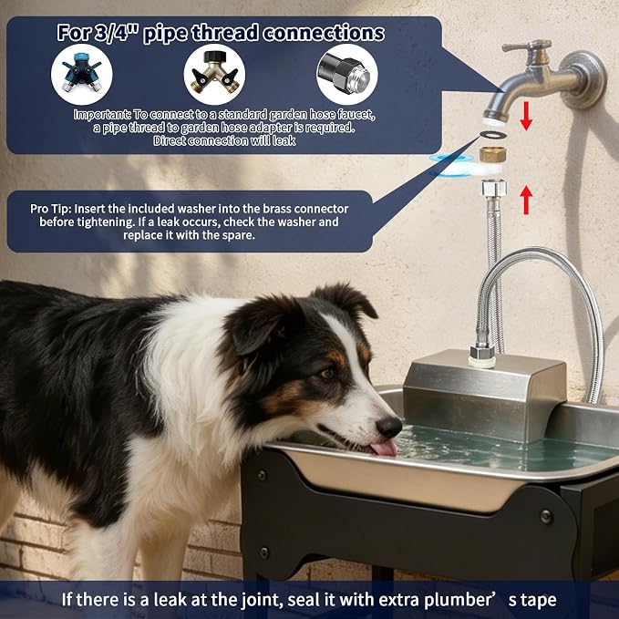 BWOGUE 3 Gal Automatic Dog Water Dispenser, Elevated Outdoor Bowl for Dogs | Automatic Water Dispenser for Dogs, Stainless Steel Pet Waterer, 9/11/13/15 in Stand, Float Valve, Big Dogs Pets Livestock