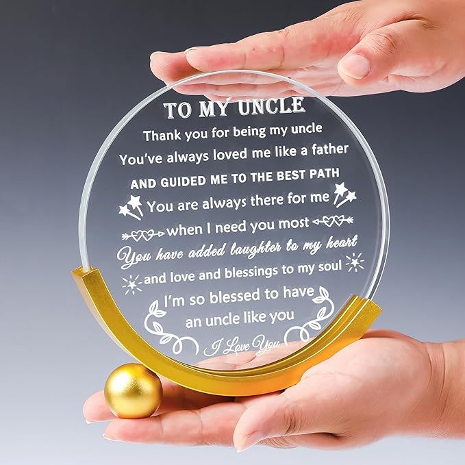 YWHL Uncle Gifts from Niece Nephew Birthday Gifts for Uncle Who Have Everything Crystal Keepsake Plaque Present Best Uncles Ever Gift on Christmas Fathers Day Thanksgiving Day