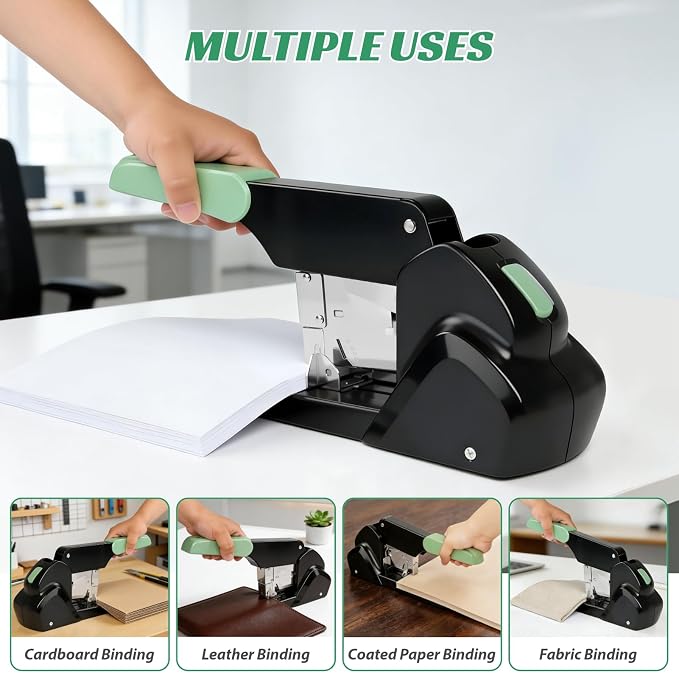 AFMAT Heavy Duty Stapler, 210 Sheet Effortless Stapler for Desk, 60% Reduced Effort, Jam Free, 50,000+ Uses, Adjustable Paper Depth, Metal Desktop Staplers for Office, Includes 7000Pcs Staples, ES15