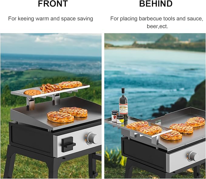Universal Grill Foldable Warming Rack/Shelf for Blackstone 17'' 22'' 28'' 36'', Pit Boss,Camp Chef and Most Flat Top/Table Top Griddle Grill,Stainless Steel BBQ Shelf Replacement Parts,1 Pack