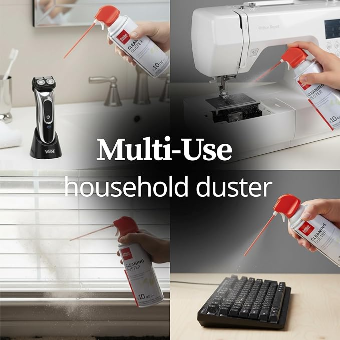Office Depot Cleaning Duster, 10 Oz Compressed Canned Air for Electronics, Keyboard Cleaner for Computer, Laptop, PC, Printer, Office Equipment, Moisture-Free, Pack of 1