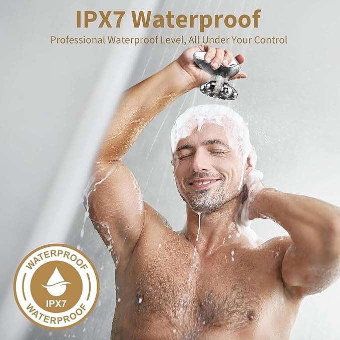 SHPAVVER Head Shavers for Bald Men: 5-in-1 Electric Razor - IPX7 Waterproof Shaving Grooming Kit for Balder - Turbo Speed & Precision Blades (White Silver)
