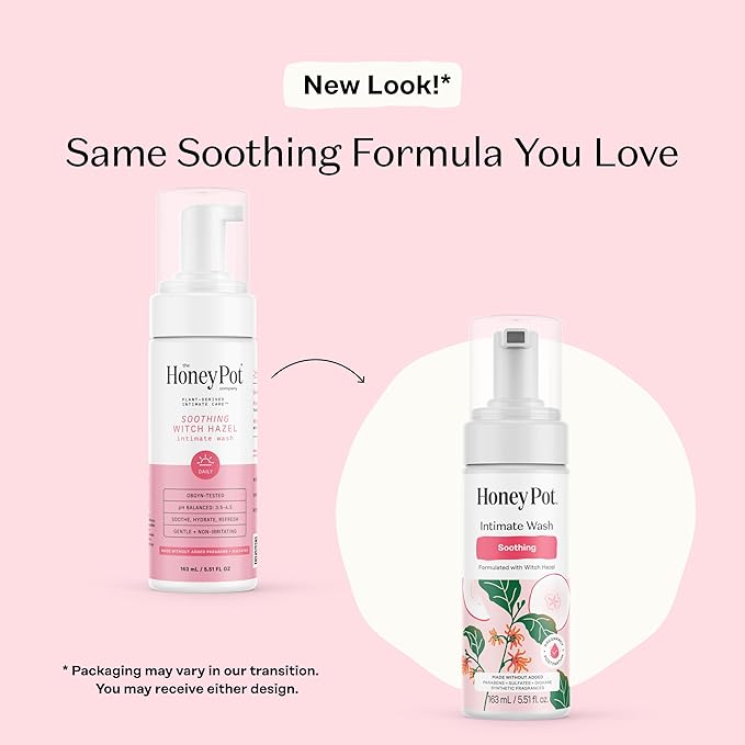 The Honey Pot Company - Feminine Wash - Soothing Witch Hazel - Postpartum Essentials - Herbal Infused w/Witch Hazel, Ginger, and Rose - Pregnancy Safe - pH Balanced Feminine Care - 5.51 Fl Oz