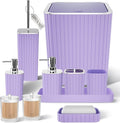 XLHOMO Bathroom Accessories Set - Gorgeous Purple Bathroom Set, 10PC Bathroom Accessory Set, Toilet Brush, Trash Can & Soap Dispenser