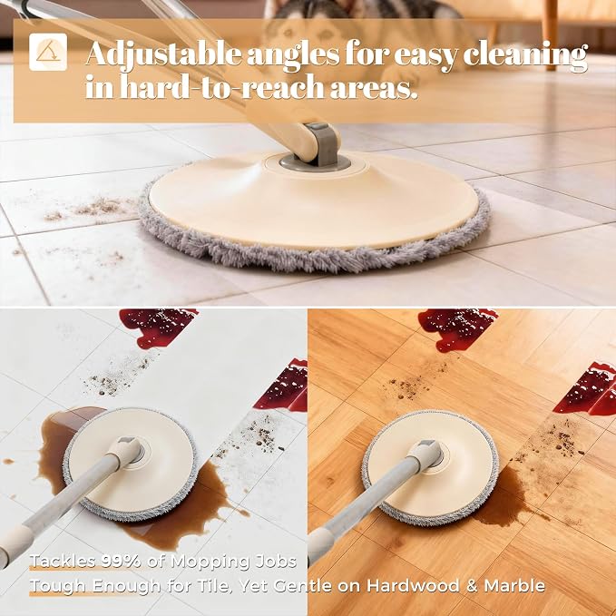 Electric Spin Self-Cleaning Mop and Bucket, Rechargeable and Cordless Spinning Mop and Bucket Set Separate Dirty Water, Easy Wring Spin Mop and Bucket with Wringer Set for Floor Cleaning