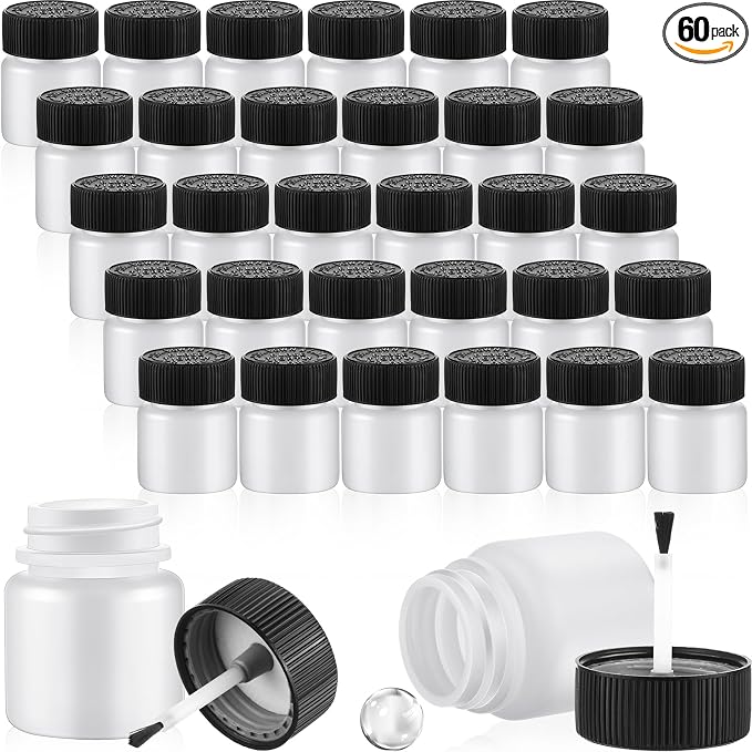Maxcheck 60 Pcs Empty Touch Up Paint Bottles Container 1oz 30ml Reusable Small Paint Bottles with Brush Applicator and Mixing Ball for Fix Chips Scratches Auto Car