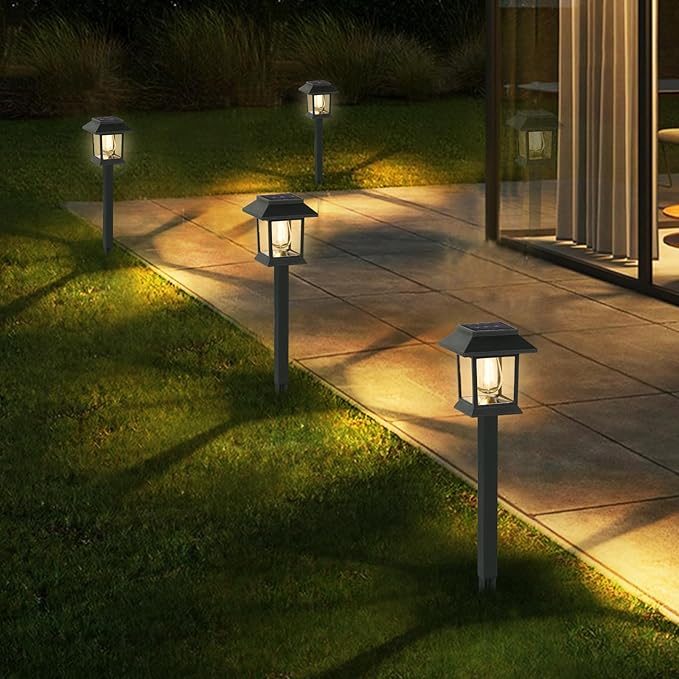 Solar Lights Outdoor, 6 Pack Waterproof Auto On/Off Solar Pathway Lights for Garden, Landscape, Path, Yard, Patio, Driveway, Walkway Decor