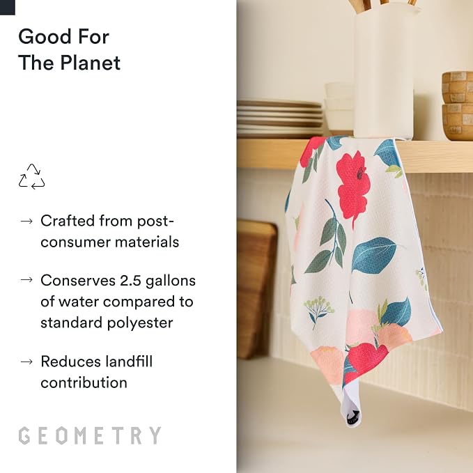 GEOMETRY Kitchen Tea Towels - Quick Dry Microfiber Dish Towels for Kitchen Roses for You, 18" x 30" 2-Pack