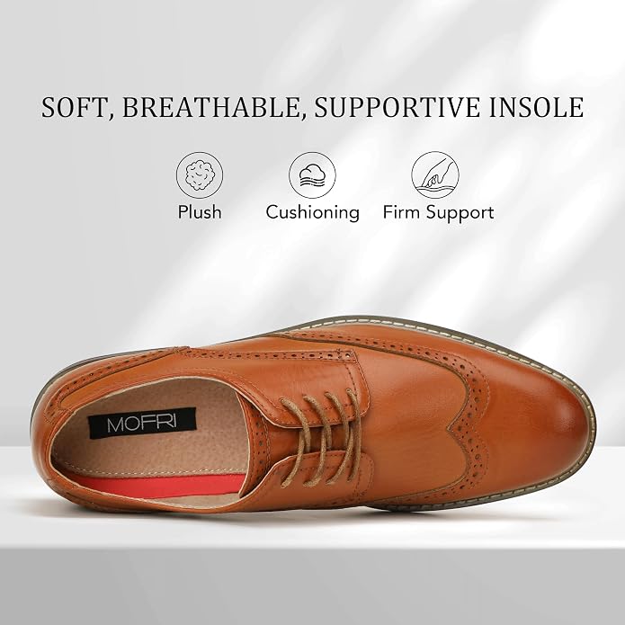 Mens Classic Cap Toe Dress Shoes Oxford for Office | Polished PU Outer Shell,Ventilated Comfortable Latex Insole. Formal Footwear Suited for Office Engagements ,Outings,Weddings