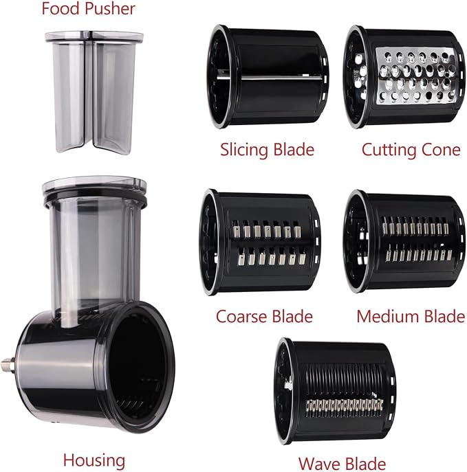 Vegetable Salad Maker Shred Cutter Cheese Grater Slicer Peeler Shredding Attachment for 3.5QT 4 6QT 7QT Vegetable Slicer Attachment Mixer Fine Set Restaurant Supplies Food Equipment