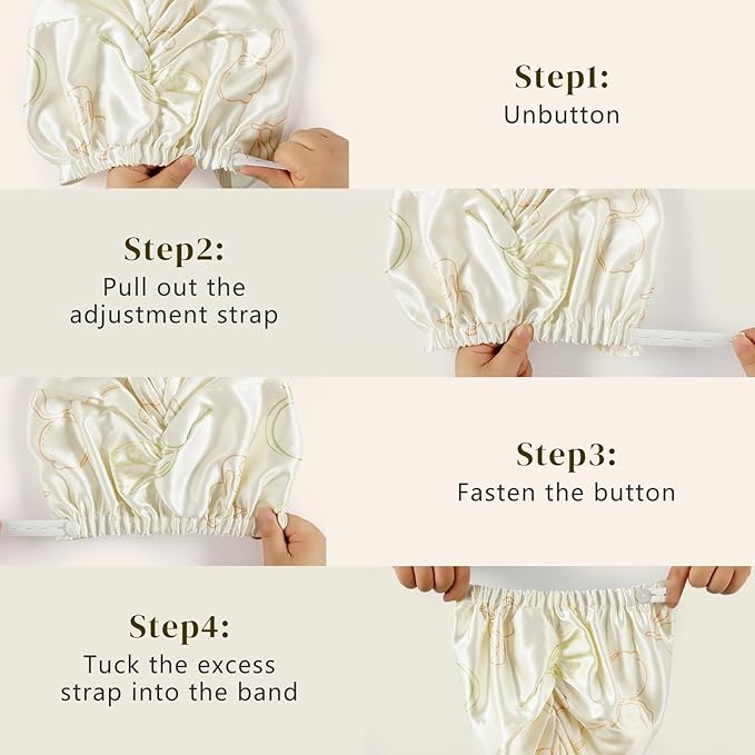 ZIMASILK 22 Momme 100% Mulberry Silk Bonnet for Sleeping & Women Hair Care, Highest Grade 6A Silk Hair wrap for Sleeping with Premium Elastic Stay On Head (1Pc, Ivory - Fruit Line Art)