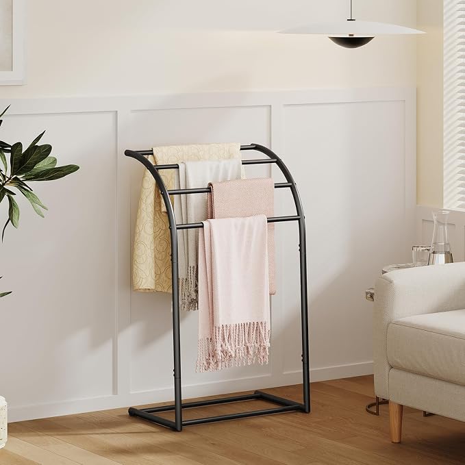 YINMIT Free Standing Towel Rack, Pool Towel Rack Outdoor, 4 Tier Towel Racks for Bathroom, Metal Blanket Rack, Blanket Display and Towel Drying Rack