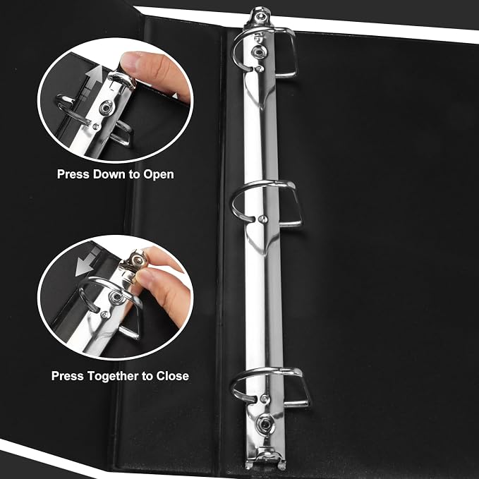 CIXILDTS 2 Inch 3 Ring Binders, Slant D Ring Binder Fit US Letter Size Paper, 2" View Binder with 2 Pocekts, 6 Packs, Black