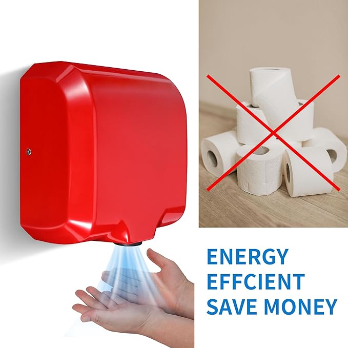 Goetland Stainless Steel Commercial Hand Dryer 1800w Automatic High Speed Heavy Duty Red