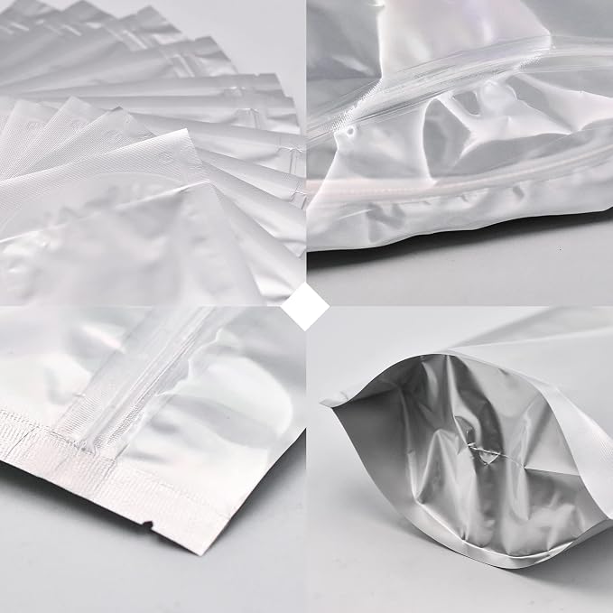 Wisesorb 1 Quart 30 Packs Mylar Bags for Food Storage, 7"x 10" With Window, Freeze Dried Candy, Reusable Long Term Storage