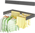 Vikaqi Wall Mounted Clothes Drying Rack 40", Foldable Wall Mount Laundry Rack Folding Indoor, Drying Rack Clothing Collapsible, Hidden Space Saver with Wall Template, 6 Rods, Black