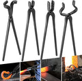 Blacksmith Tongs - V-Bit, Blade, Flat, Wolf Jaw Forge Tong (4PCS) | Assembled Steel Knife Making Tong Set for Blacksmithing Bladesmith Bladesmithing