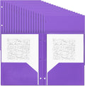 Yeaqee 72 Pcs Plastic Folders with Pockets Bulk 3 Hole Punched 2 Pocket File Folders for 3 Ring Binder Divider Folder for Notebooks, Durable Poly for Office Home (Purple)