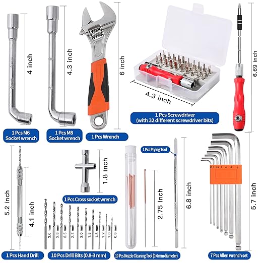 179Pcs 3D Printing Accessory Tools with Tool Box for 3D Printer Modeler Basic Tools Diverse 3D Print Nozzle Cleaning Kit Mini Rotary Tool for Remove/Trim and Finish 3D Print