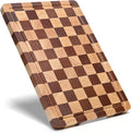Checkered Cutting Board for Kitchen -Wood Checkerboard Cutting Board | Wooden Checker Chopping Board End Grain Cooking Board with Juice Groove & Handle for Meat, Fruit, Bread, Vegetable
