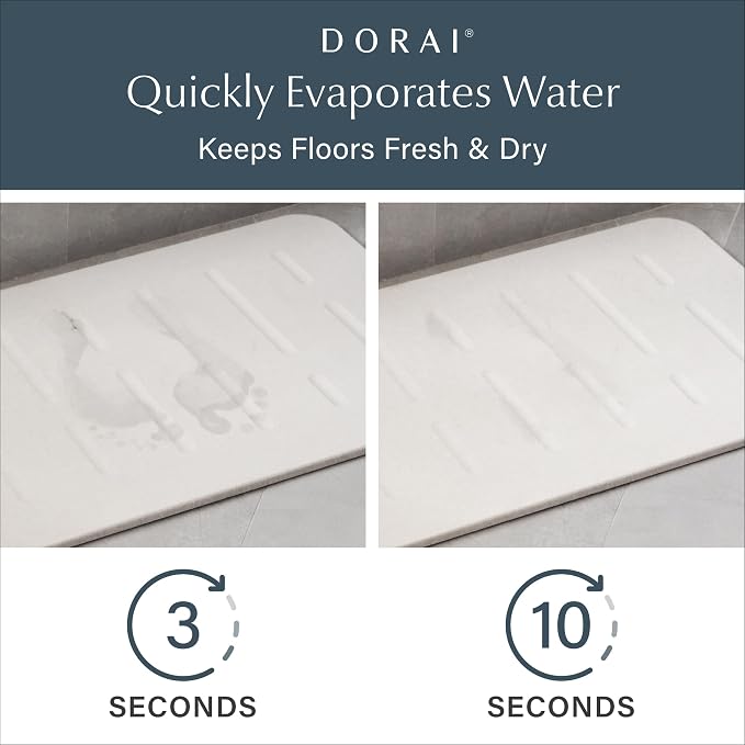 Dorai Home Stone Bath Mat Set - Premium Diatomaceous Earth Bath Floor Mats with Non-Slip Base, Fast-Drying Modern Shower Mat for Bathroom | Rain Sandstone, 2 Pack - 23.6"x15.4"
