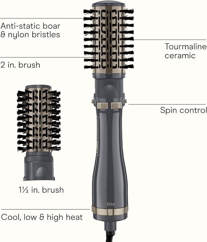 INFINITIPRO BY CONAIR Hot Air Styling Brush Set with 2-Inch and 1.5-Inch Bristles (Pack of 3)