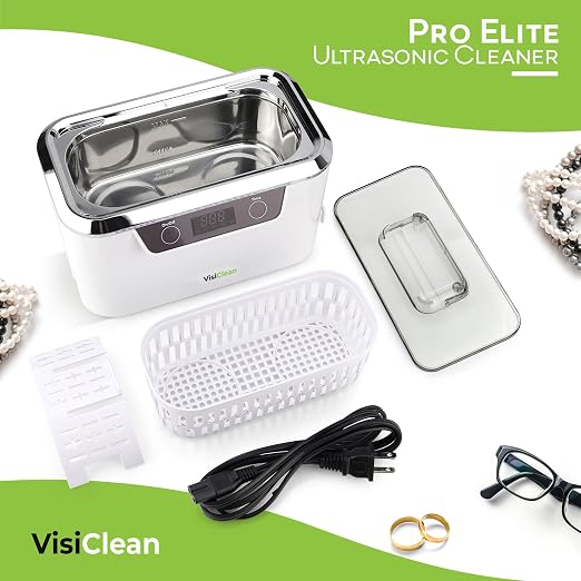 Ultrasonic Cleaner, Professional Ultrasonic Jewelry Cleaner for Diamond Ring, Silver, Gold, Earrings, Necklaces, Glasses, Denture, Retainer, Cpap, Coins, Mouthguard, Razors - VisiClean