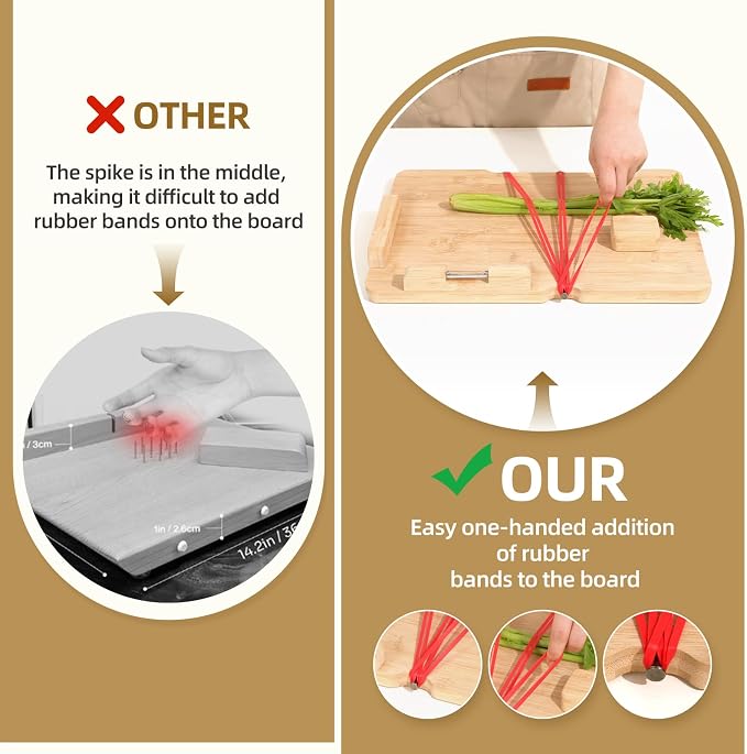 One-Handed Cutting Board, Adaptive Cutting Board for Disabled &Stroke Patients & Handicapped People, Handicap Kitchen Chopping Boards with Peeler& Steel Spikes &Bread Stops