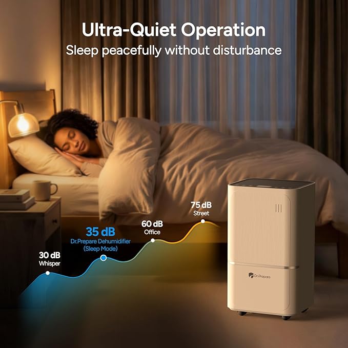 DR.PREPARE 2600 Sq.Ft Energy Star Dehumidifier, Max 38 Pints, Dehumidifier for Basement, Bedroom, bathroom with Drain Hose, Intelligent Humidity Control, Dry Clothes, 3 Modes, Sleep Mode, 24H Timer