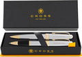 Cross Bailey Medalist Engraved Rollerball and Ballpoint Pen Set, Chrome with 23K Gold Trim, Personalized Gift for Graduation, Retirement, Career Advancement, Executives, Cross Gift Box Included