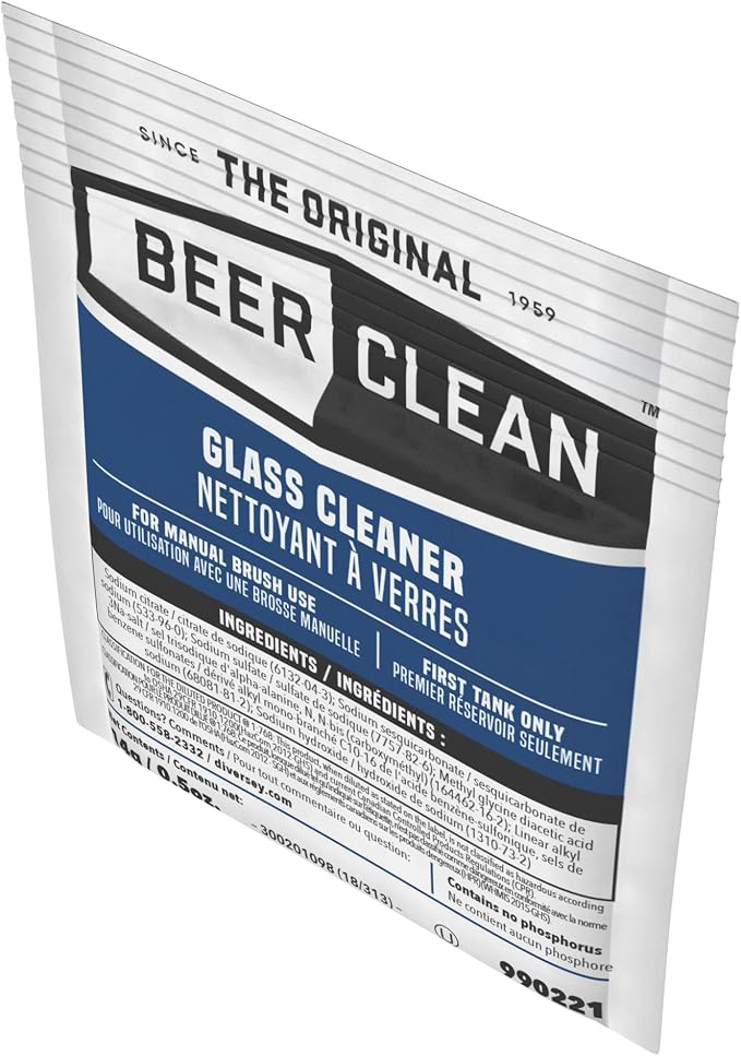 990221 Glass Cleaner for Manual Brushing, Restaurant Barware & Glass Cleaning System, Powder Packets, 0.5-Ounce (1 Packet)