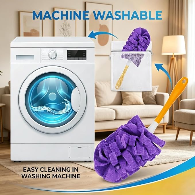 Reusable Chenille Microfiber Dust Duster, Reusable Duster with Removable Washable Cloth Covers, 360°Washable Duster Pads, Electrostatic Fleece Dusting Pads for Efficient Home Cleaning (3 Hdl + 15 Ref)