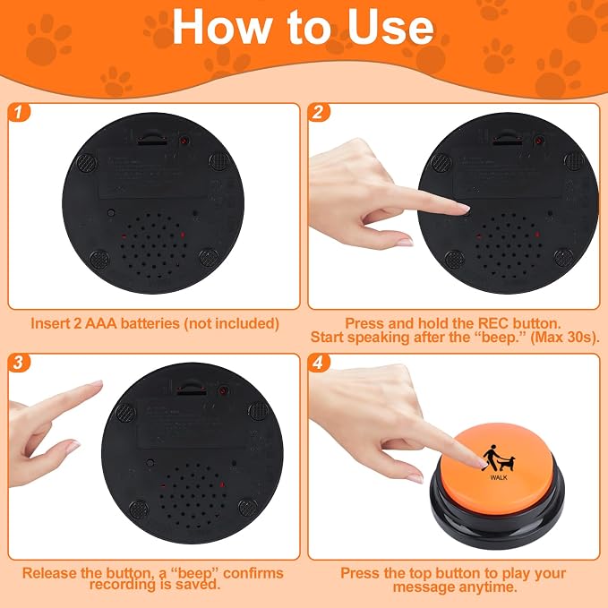 Dog Buttons for Communication,12 Pcs Talking Button Set with 30s Recordable Voice Pet Training Buzzers with 3 Mats & 2 Stickers, Talking Buttons for Dogs & Cats (Batteries Not Included)