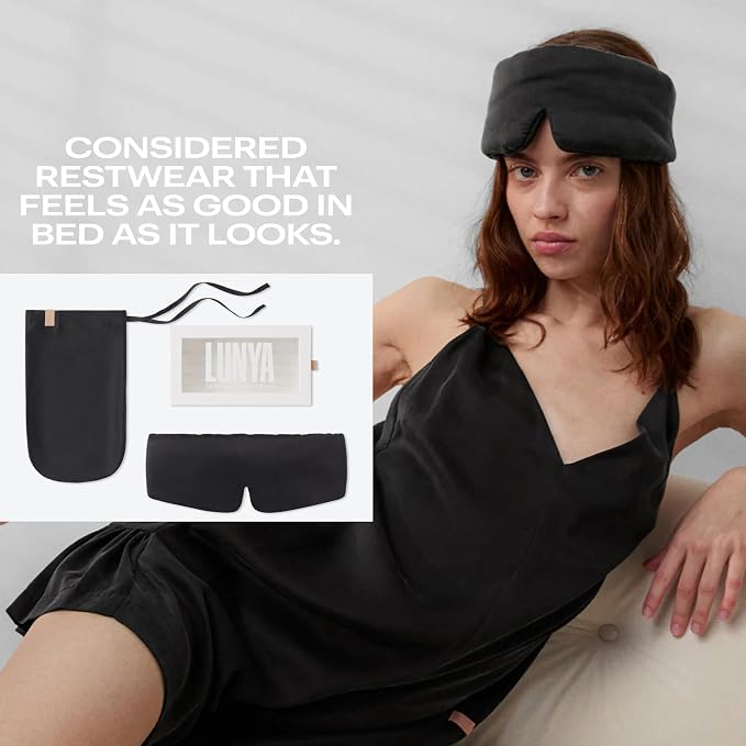 Lunya Women's Washable Silk Sleep Mask LUSK7000, Immerse Black, L | Washable Silk