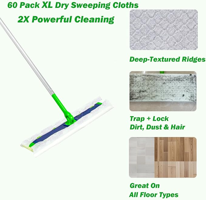 XL Dry Sweeping Cloth and XL Heavy Duty Sweeping Cloth for Swiffer Sweeper XL Mop